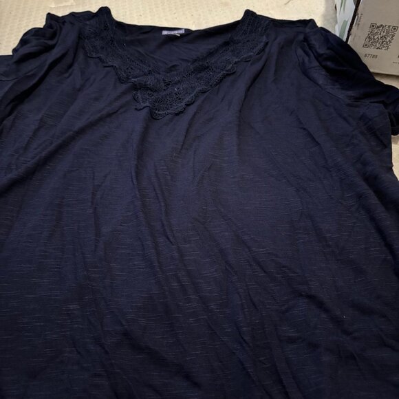 RealSize Women's Plus Lace V-Neck Tee with Short Sleeves Size 3x(22W24W) - Picture 4 of 5